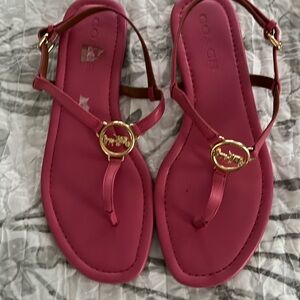 Coach Pink Leather Thong Sandals 8